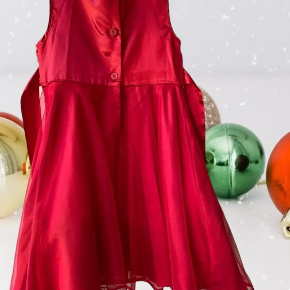 Holiday Editions Girl's Sleeveless Red Floral Dress - Picture 4 of 10